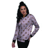 Tan And Brown Tiny Polka Dot Women's Bomber Jacket-grizzshop