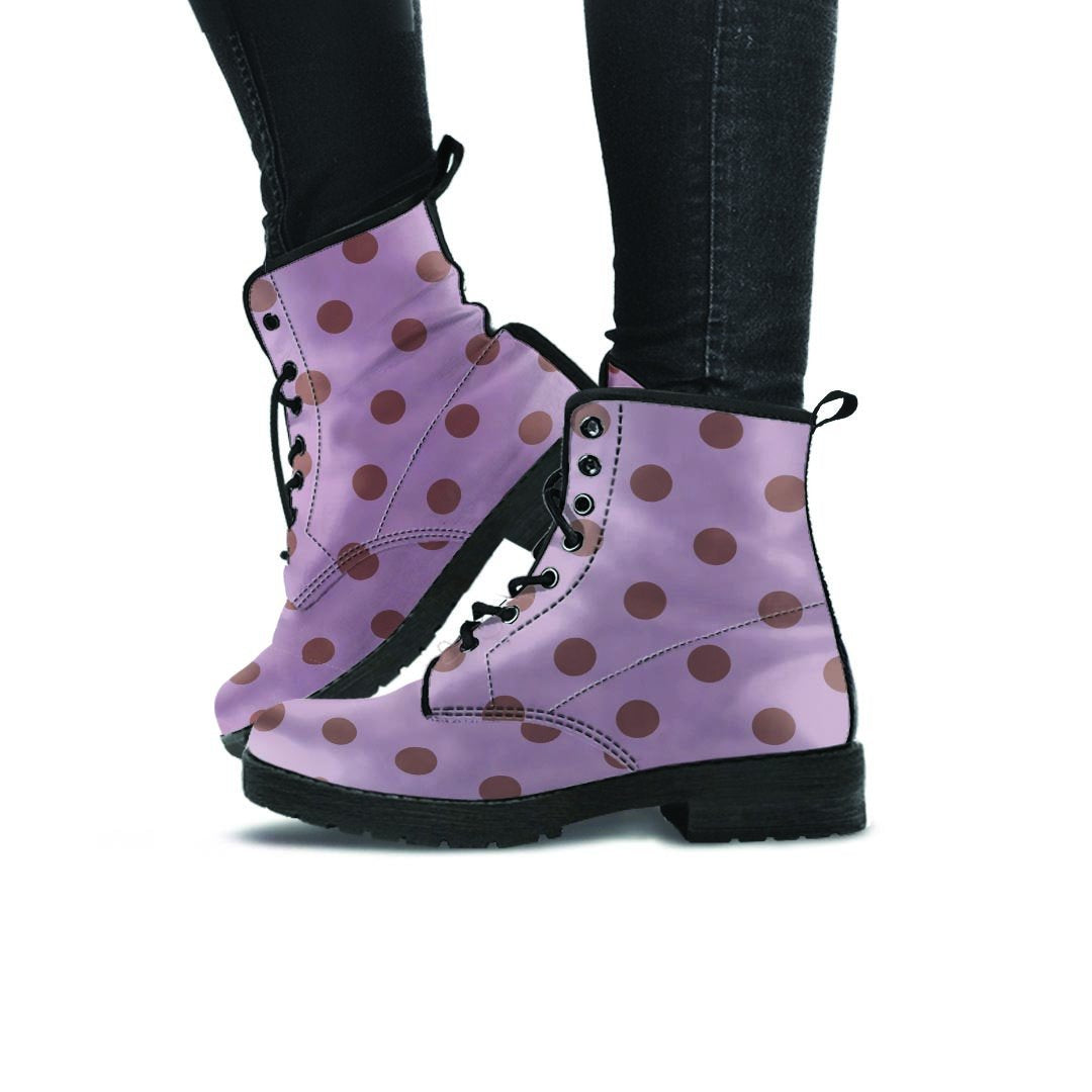 Tan And Brown Tiny Polka Dot Women's Boots-grizzshop