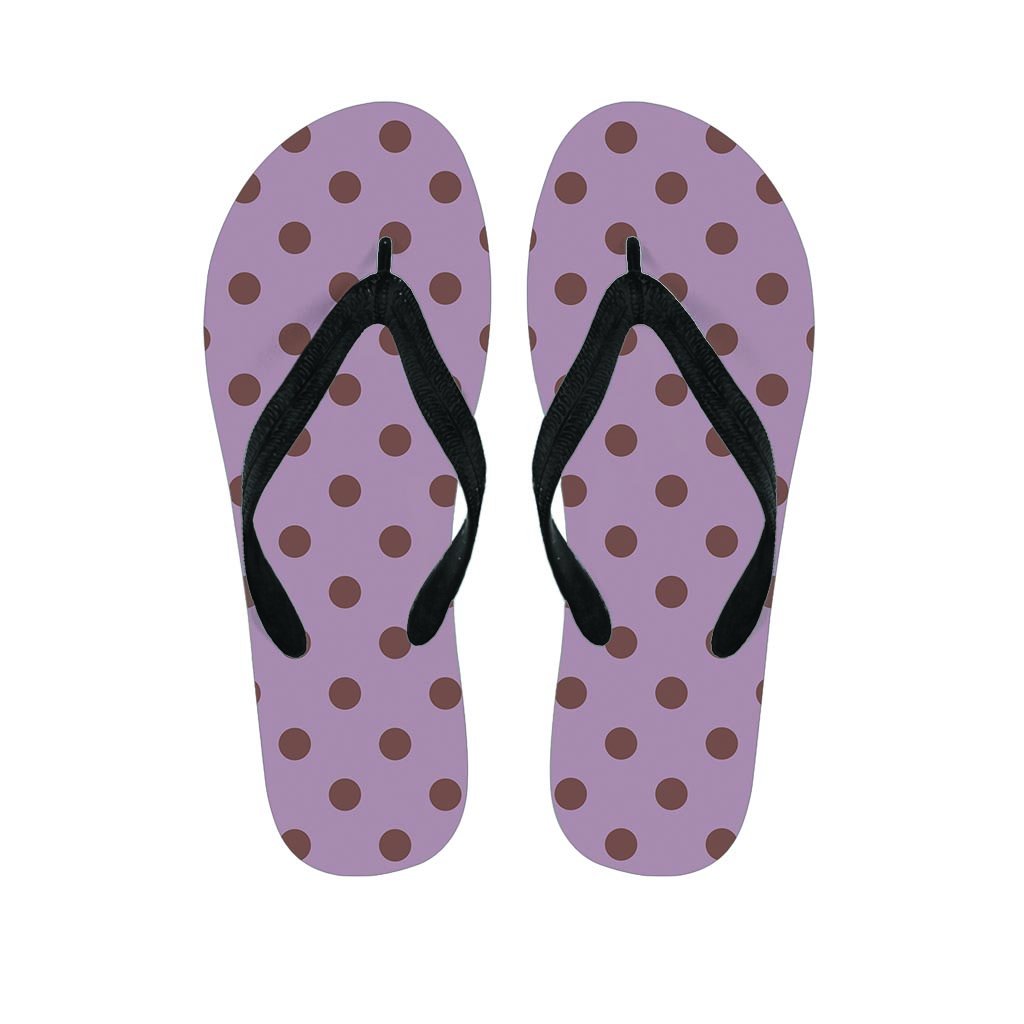 Tan And Brown Tiny Polka Dot Women's Flip Flops-grizzshop