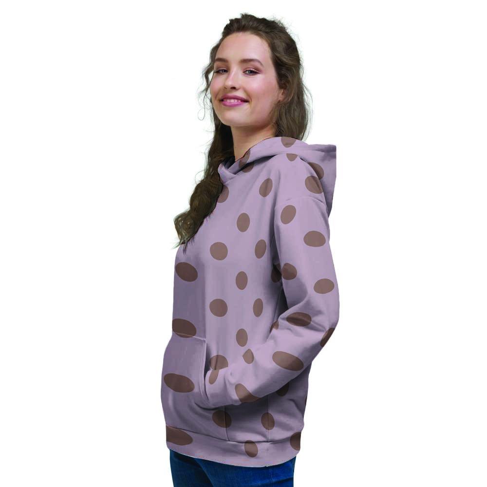 Tan And Brown Tiny Polka Dot Women's Hoodie-grizzshop