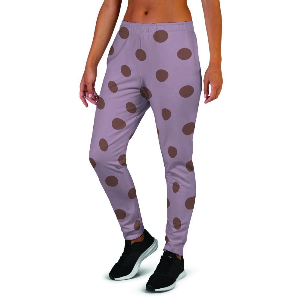 Tan And Brown Tiny Polka Dot Women's Joggers-grizzshop