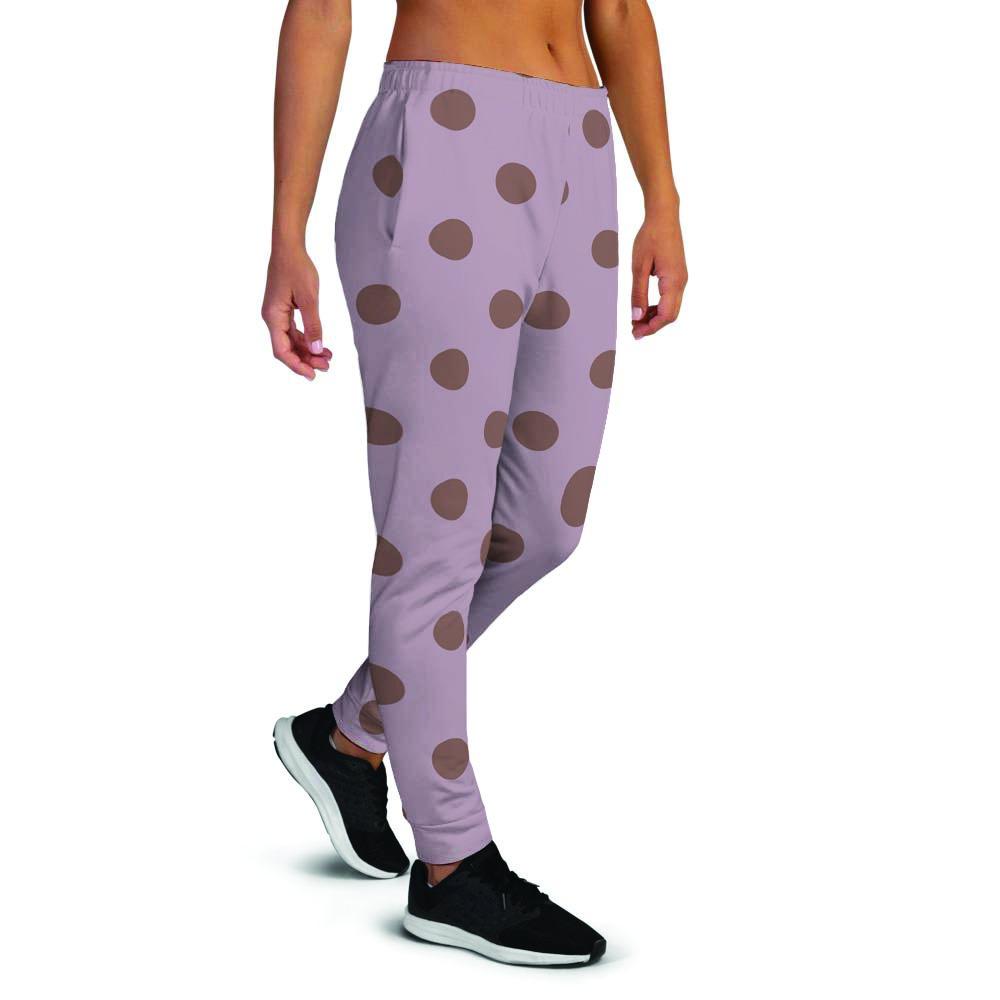 Tan And Brown Tiny Polka Dot Women's Joggers-grizzshop