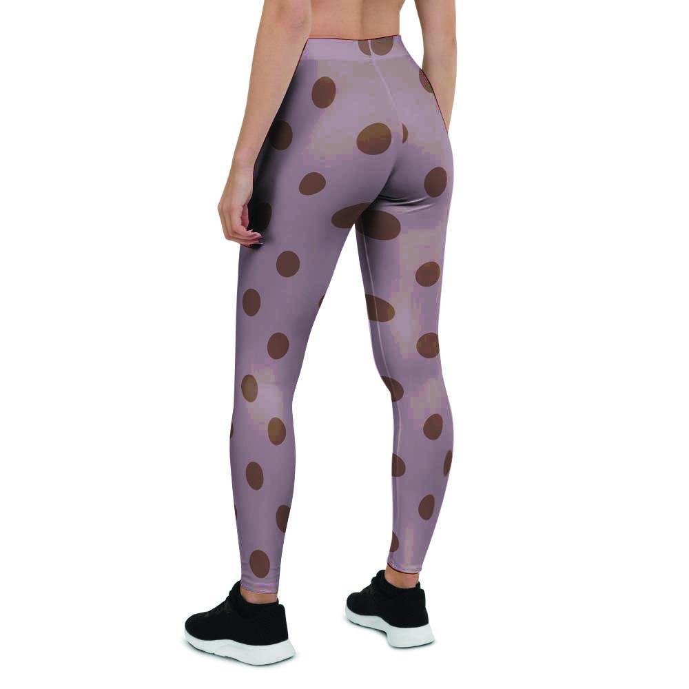 Tan And Brown Tiny Polka Dot Women's Leggings-grizzshop