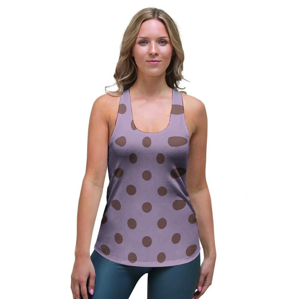 Tan And Brown Tiny Polka Dot Women's Racerback Tank Top-grizzshop