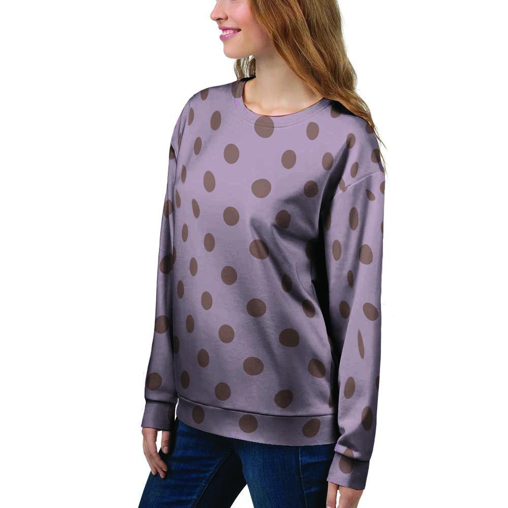 Tan And Brown Tiny Polka Dot Women's Sweatshirt-grizzshop