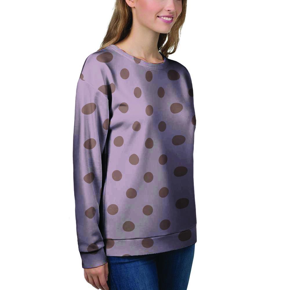 Tan And Brown Tiny Polka Dot Women's Sweatshirt-grizzshop