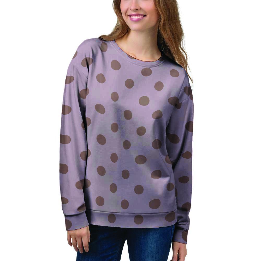 Tan And Brown Tiny Polka Dot Women's Sweatshirt-grizzshop