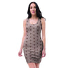 Tan Brown Polka Dot Bodycon Dress-grizzshop