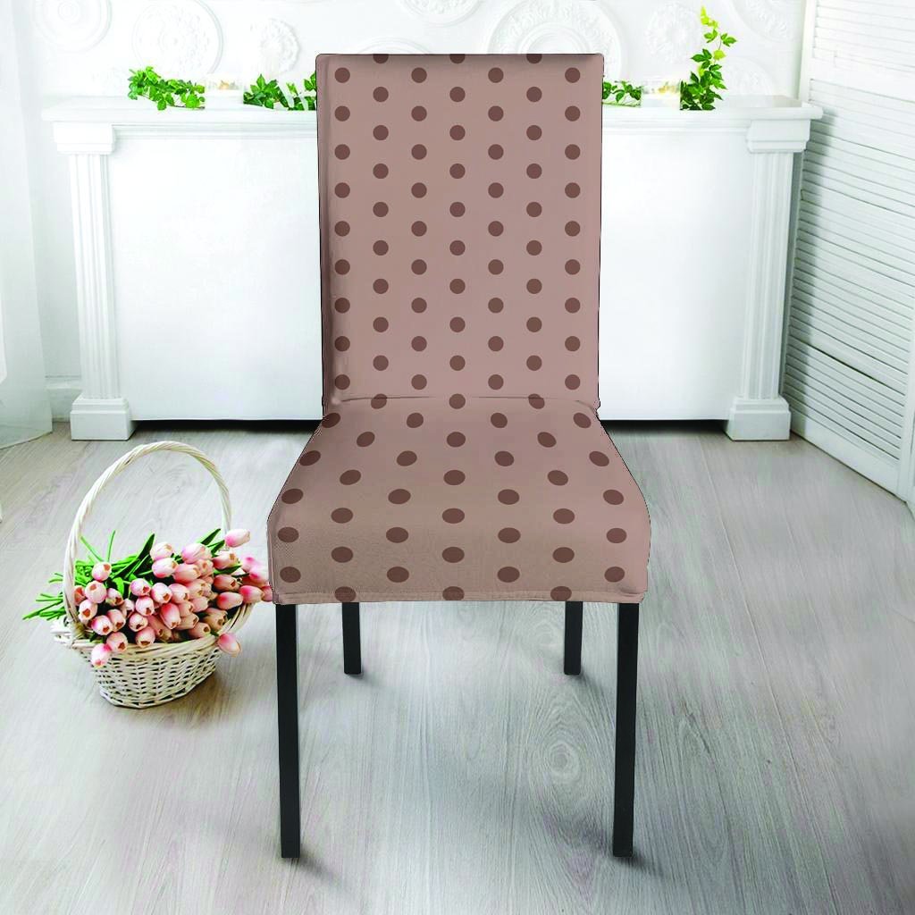 Tan Brown Polka Dot Chair Cover-grizzshop