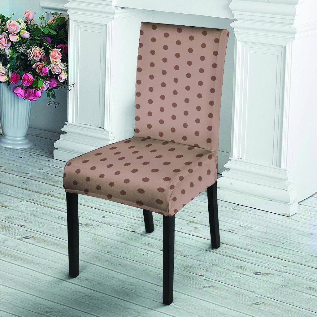 Tan Brown Polka Dot Chair Cover-grizzshop