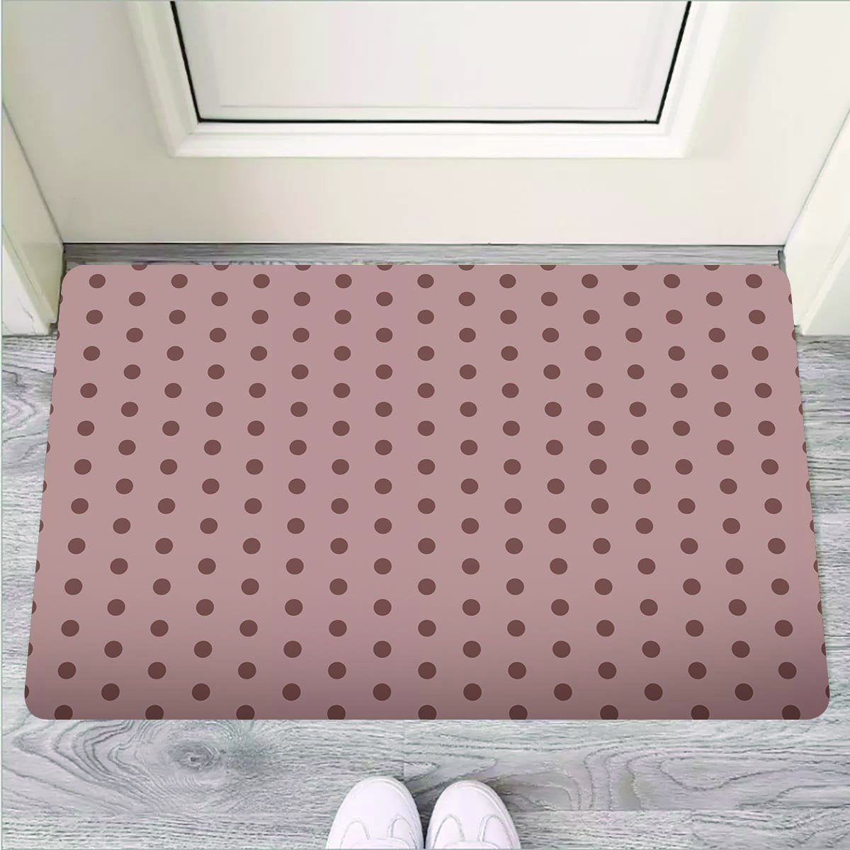 Tan Brown Polka Dot Door Mat-grizzshop