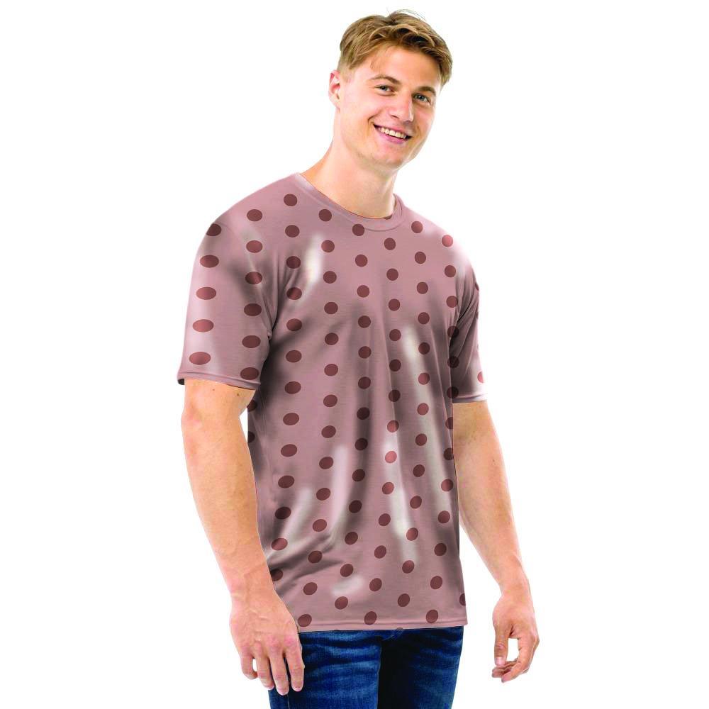 Tan Brown Polka Dot Men T Shirt-grizzshop