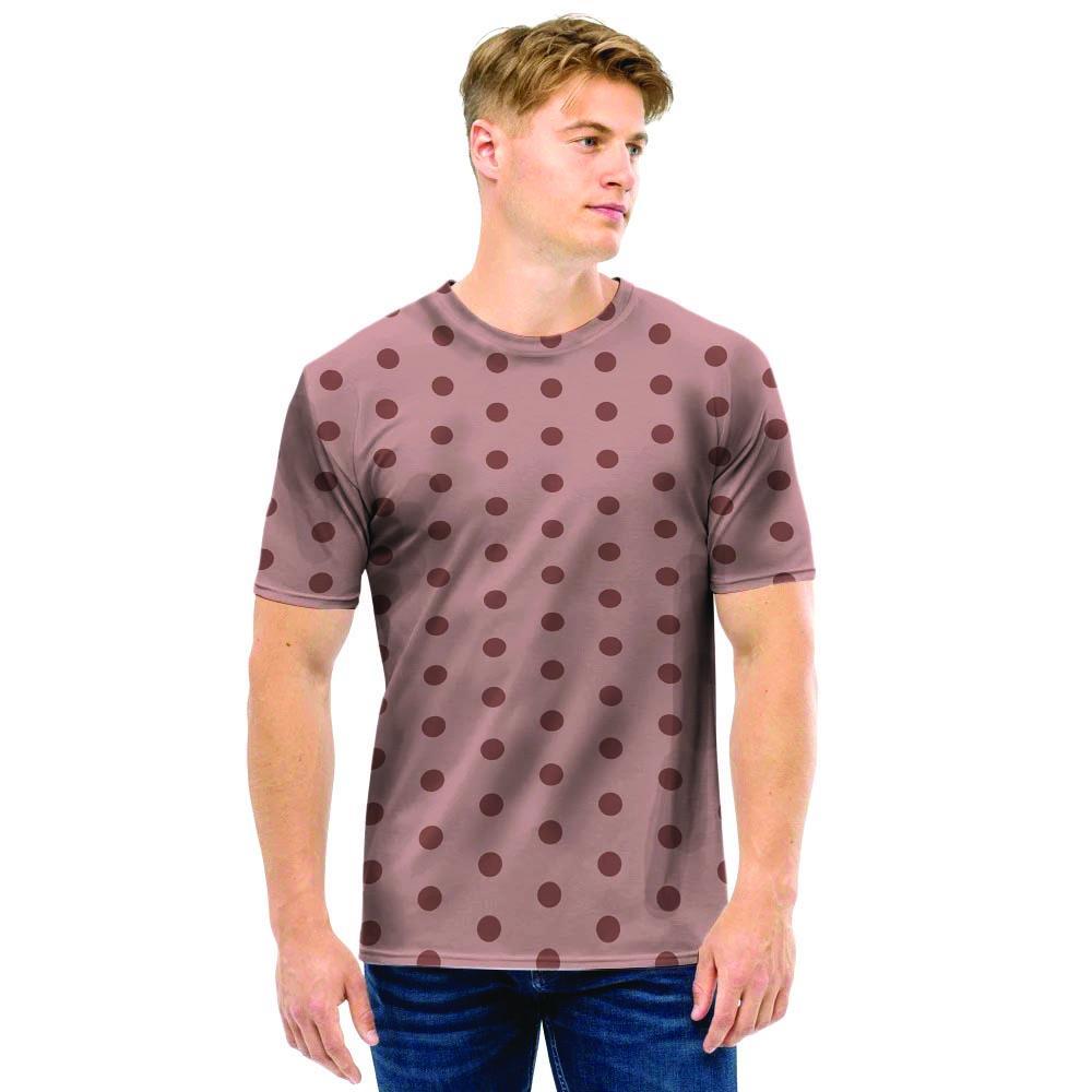 Tan Brown Polka Dot Men T Shirt-grizzshop