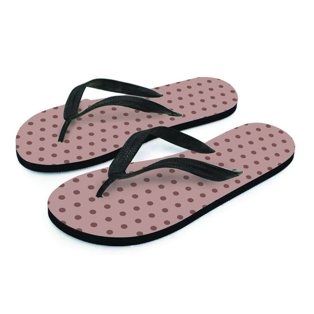 Tan Brown Polka Dot Men's Flip Flops-grizzshop