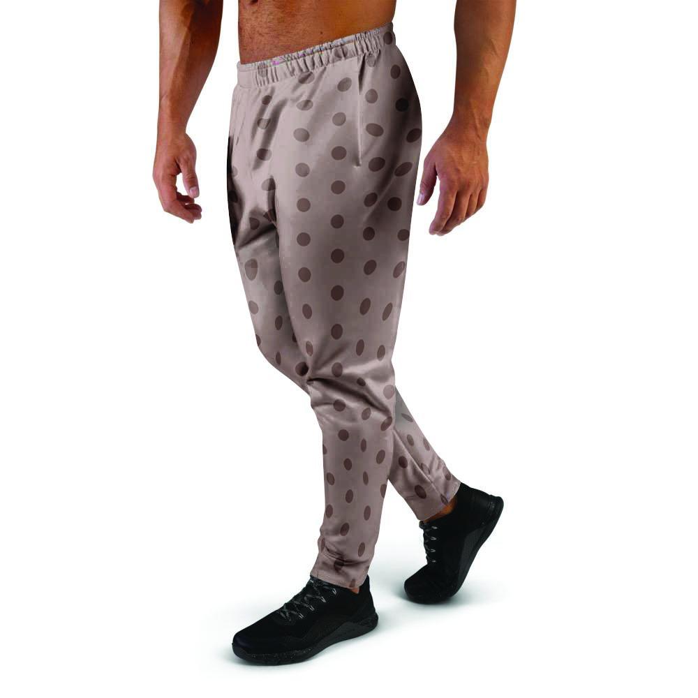 Tan Brown Polka Dot Men's Joggers-grizzshop