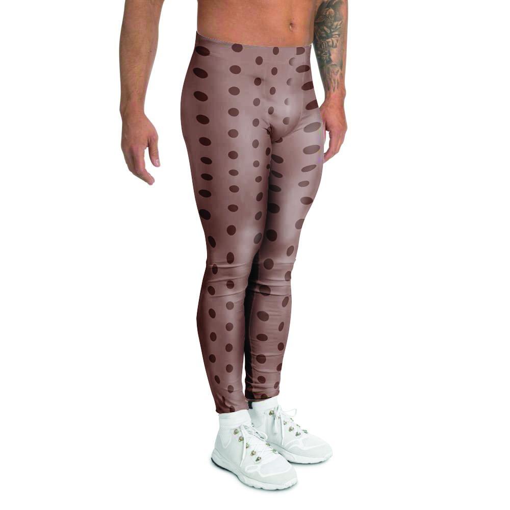 Tan Brown Polka Dot Men's Leggings-grizzshop