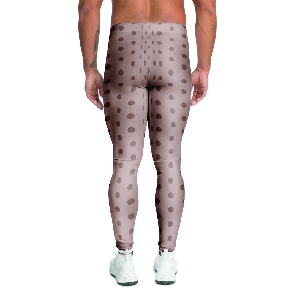 Tan Brown Polka Dot Men's Leggings-grizzshop