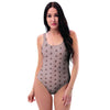 Tan Brown Polka Dot One Piece Swimsuite-grizzshop