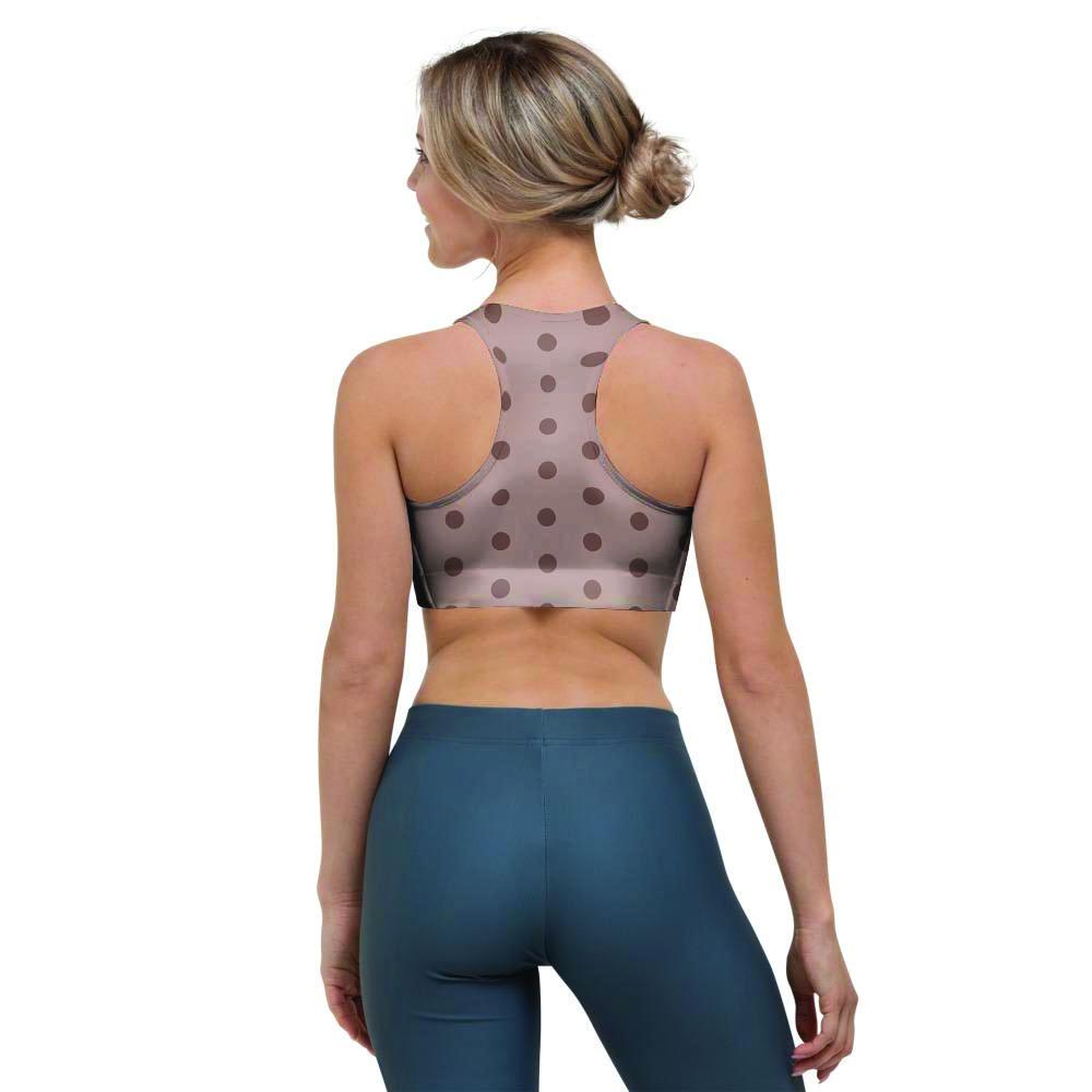 Tan Brown Polka Dot Sports Bra-grizzshop