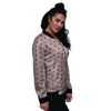 Tan Brown Polka Dot Women's Bomber Jacket-grizzshop