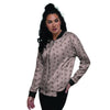 Tan Brown Polka Dot Women's Bomber Jacket-grizzshop