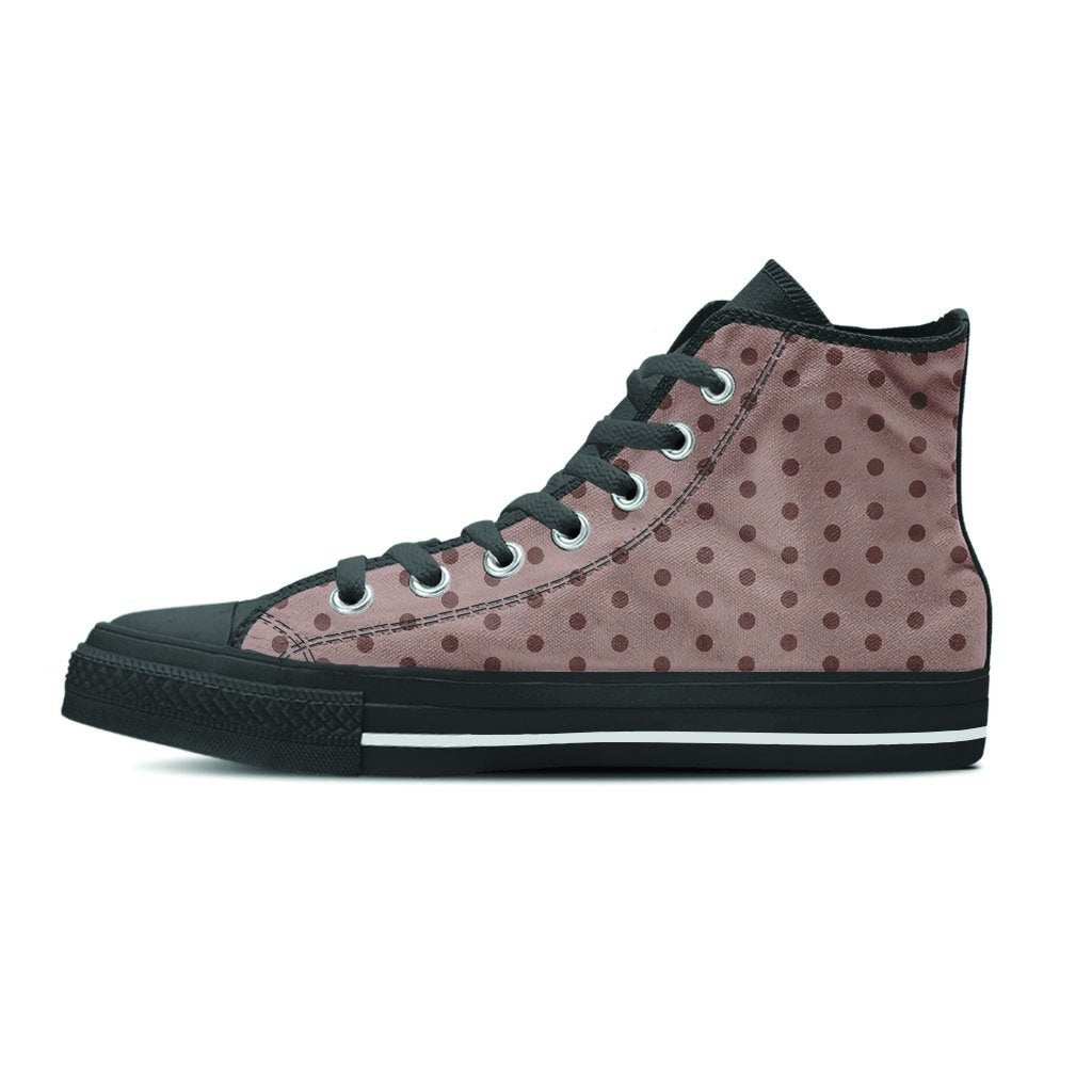 Tan Brown Polka Dot Women's High Top Shoes-grizzshop