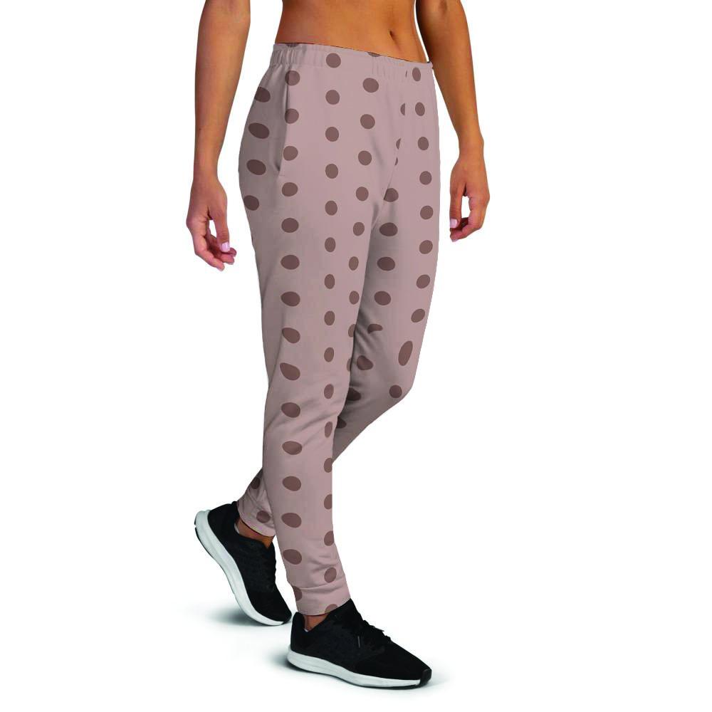 Tan Brown Polka Dot Women's Joggers-grizzshop