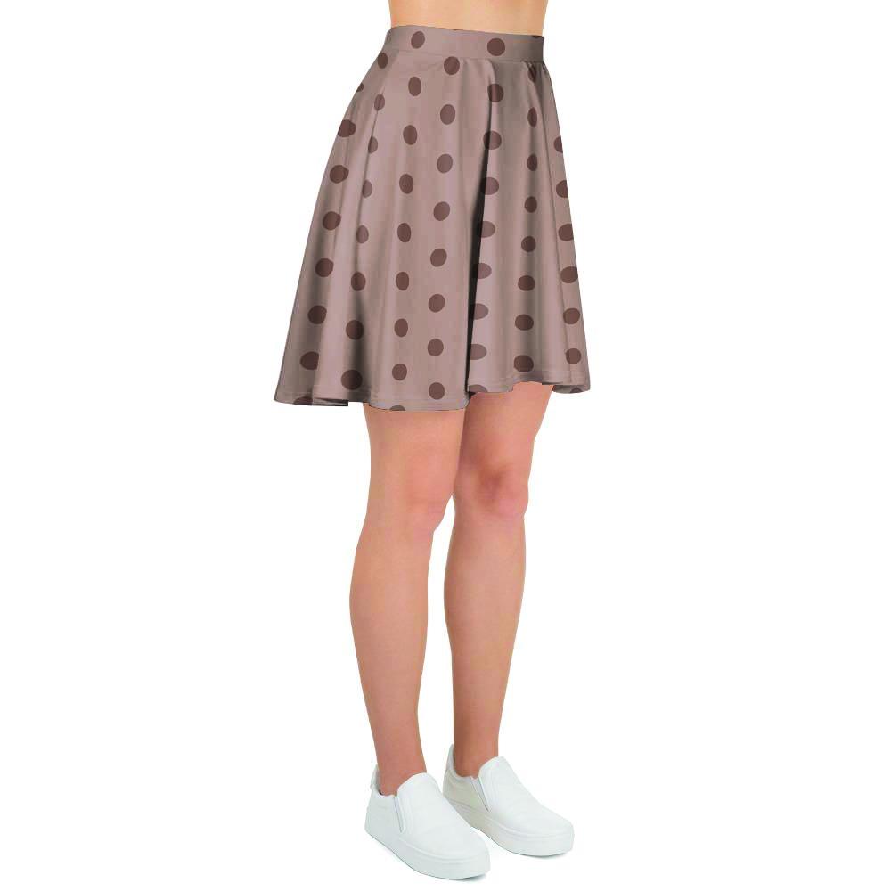 Tan Brown Polka Dot Women's Skirt-grizzshop