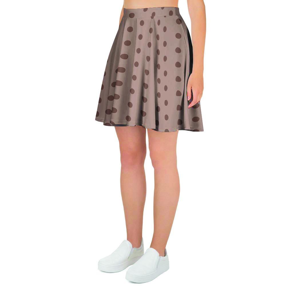 Tan Brown Polka Dot Women's Skirt-grizzshop