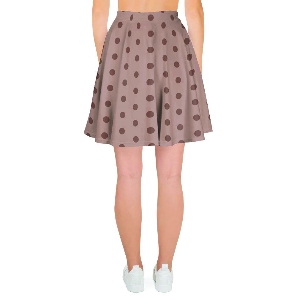 Tan Brown Polka Dot Women's Skirt-grizzshop