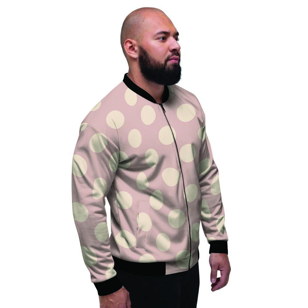 Tan Polka Dot Men's Bomber Jacket-grizzshop