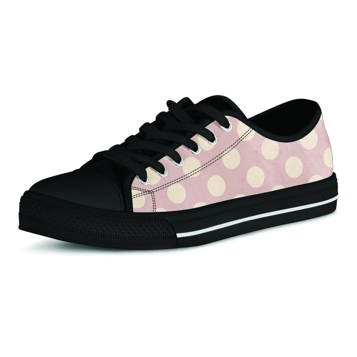 Tan Polka Dot Men's Low Top Shoes-grizzshop