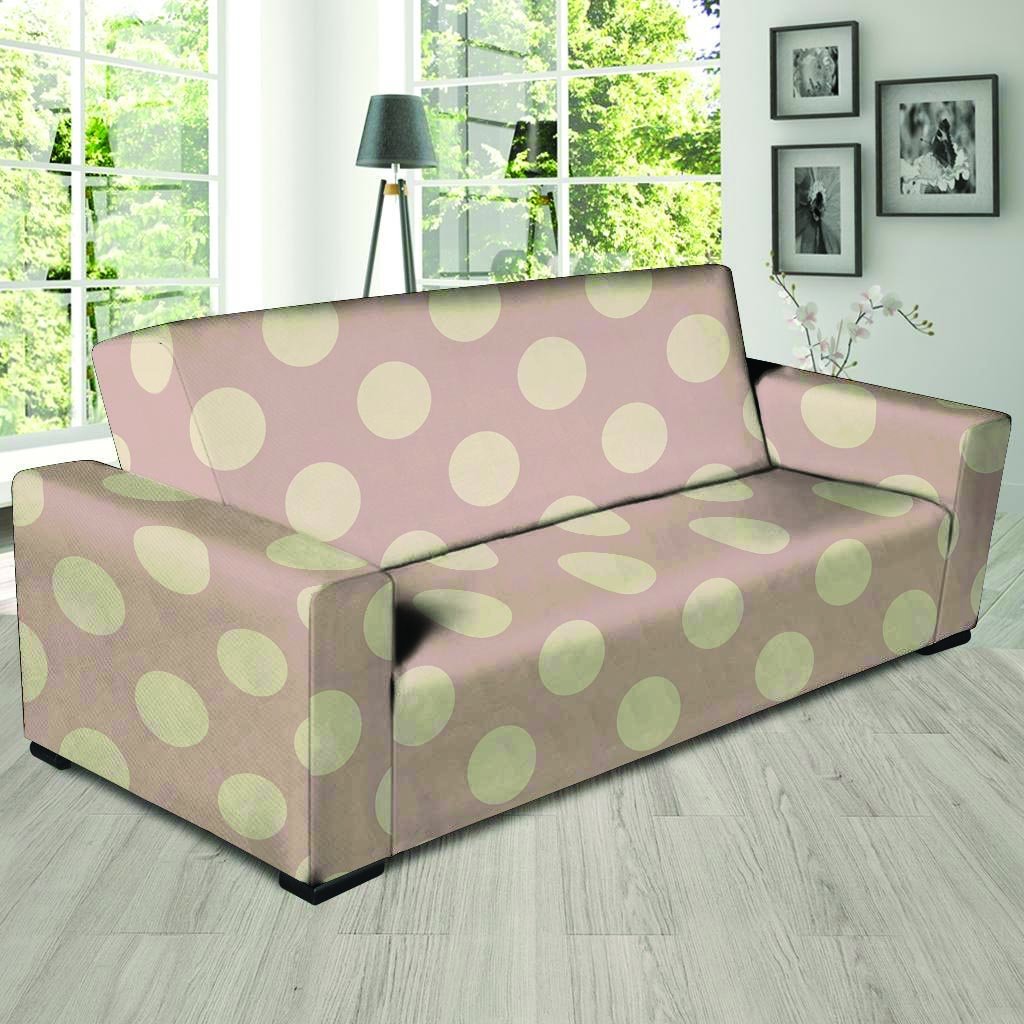 Tan Polka Dot Sofa Cover-grizzshop