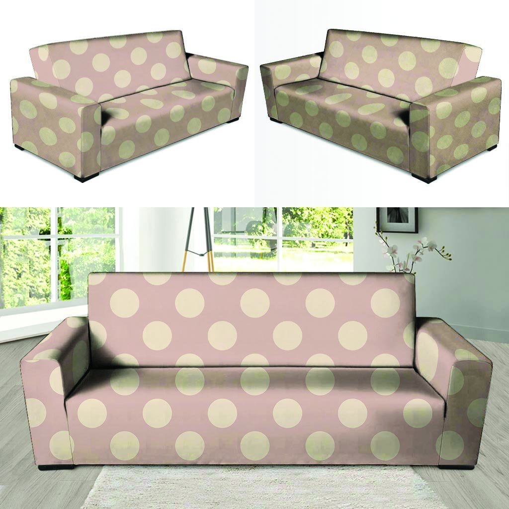 Tan Polka Dot Sofa Cover-grizzshop