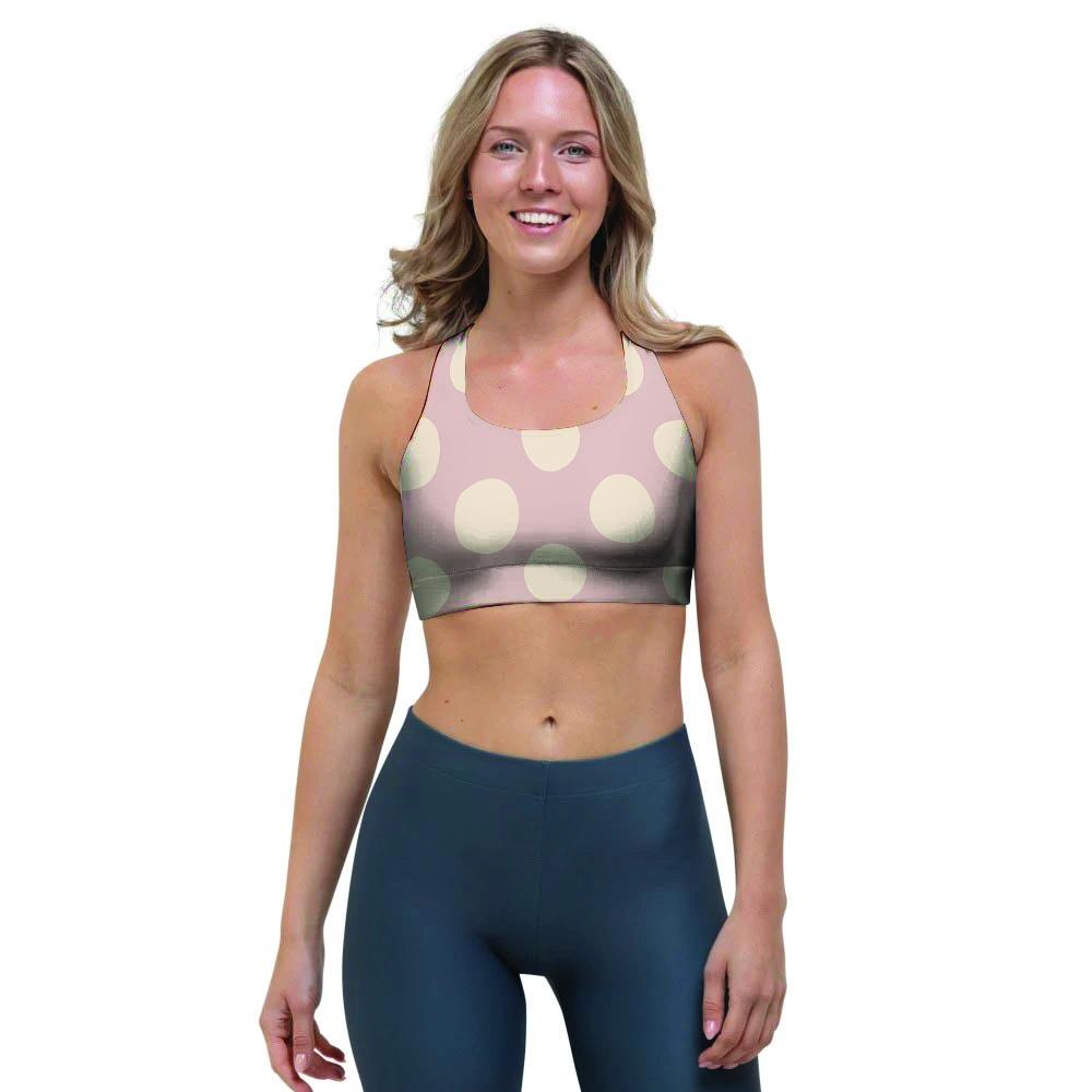 Tan Polka Dot Sports Bra-grizzshop