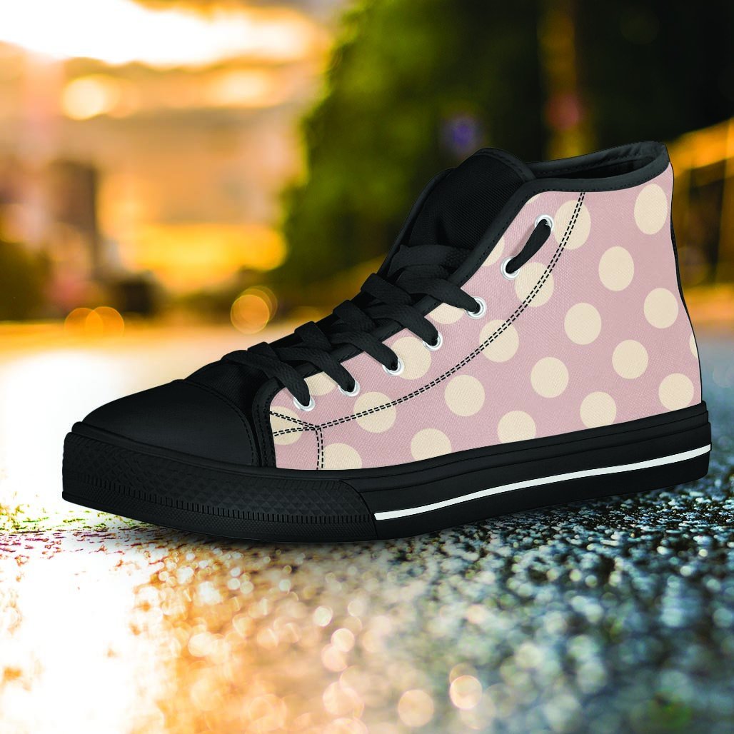 Tan Polka Dot Women's High Top Shoes-grizzshop