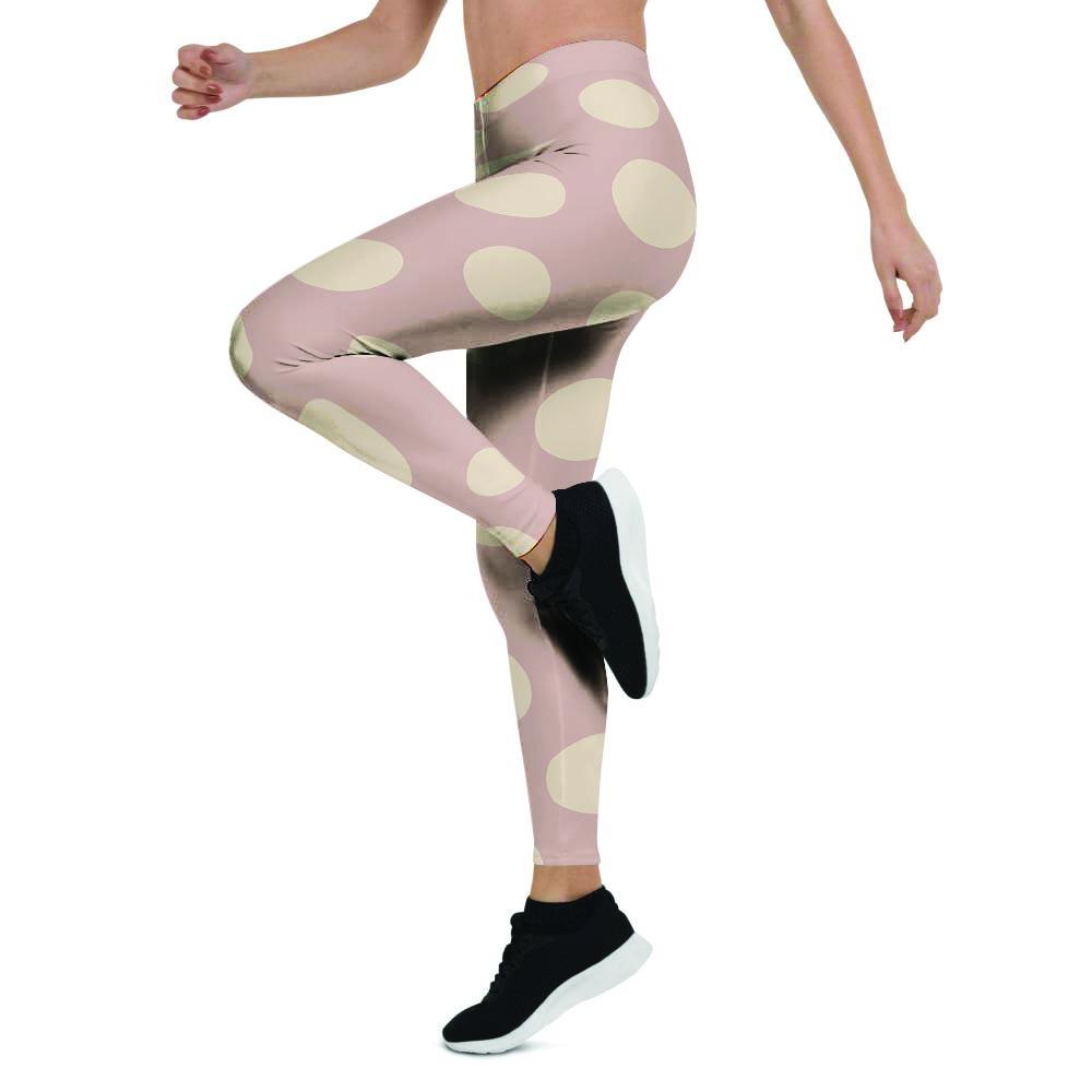 Tan Polka Dot Women's Leggings-grizzshop