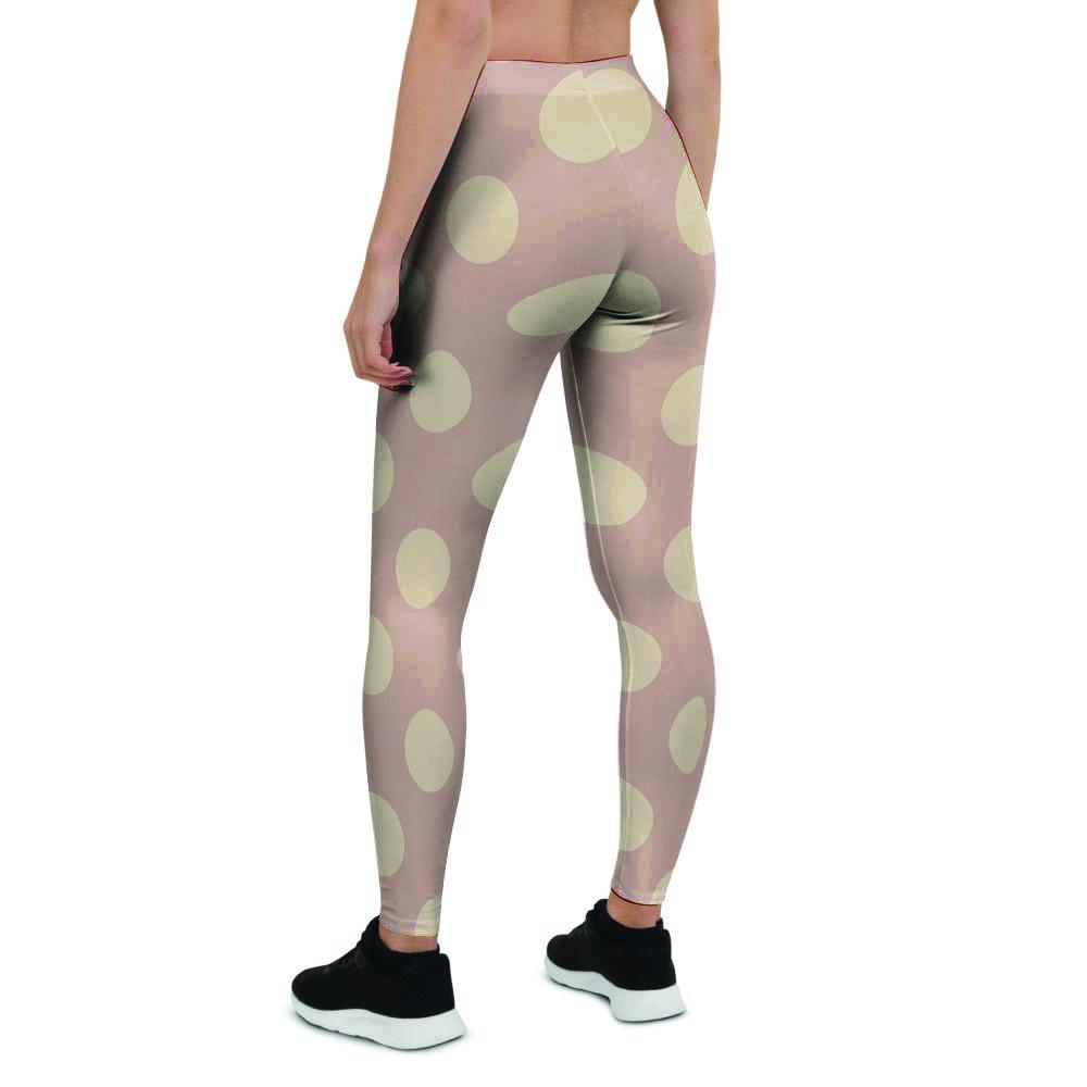 Tan Polka Dot Women's Leggings-grizzshop