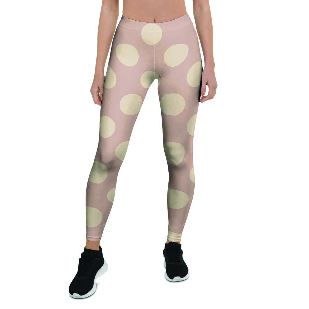 Tan Polka Dot Women's Leggings-grizzshop