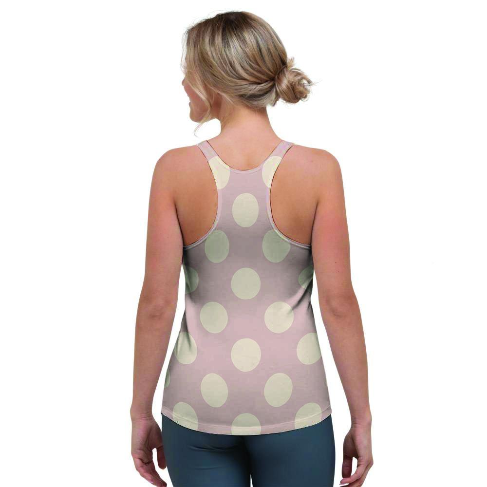 Tan Polka Dot Women's Racerback Tank Top-grizzshop