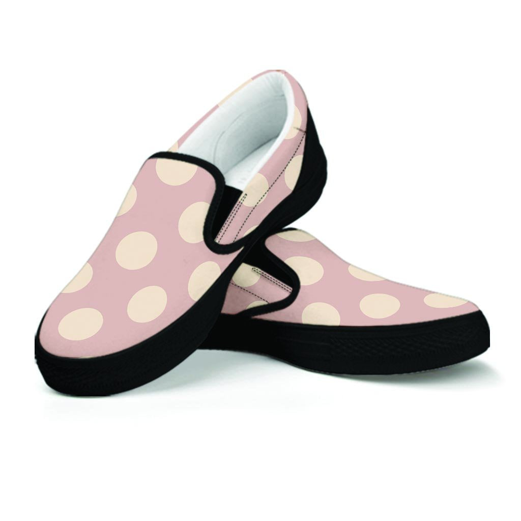 Tan Polka Dot Women's Slip On Sneakers-grizzshop