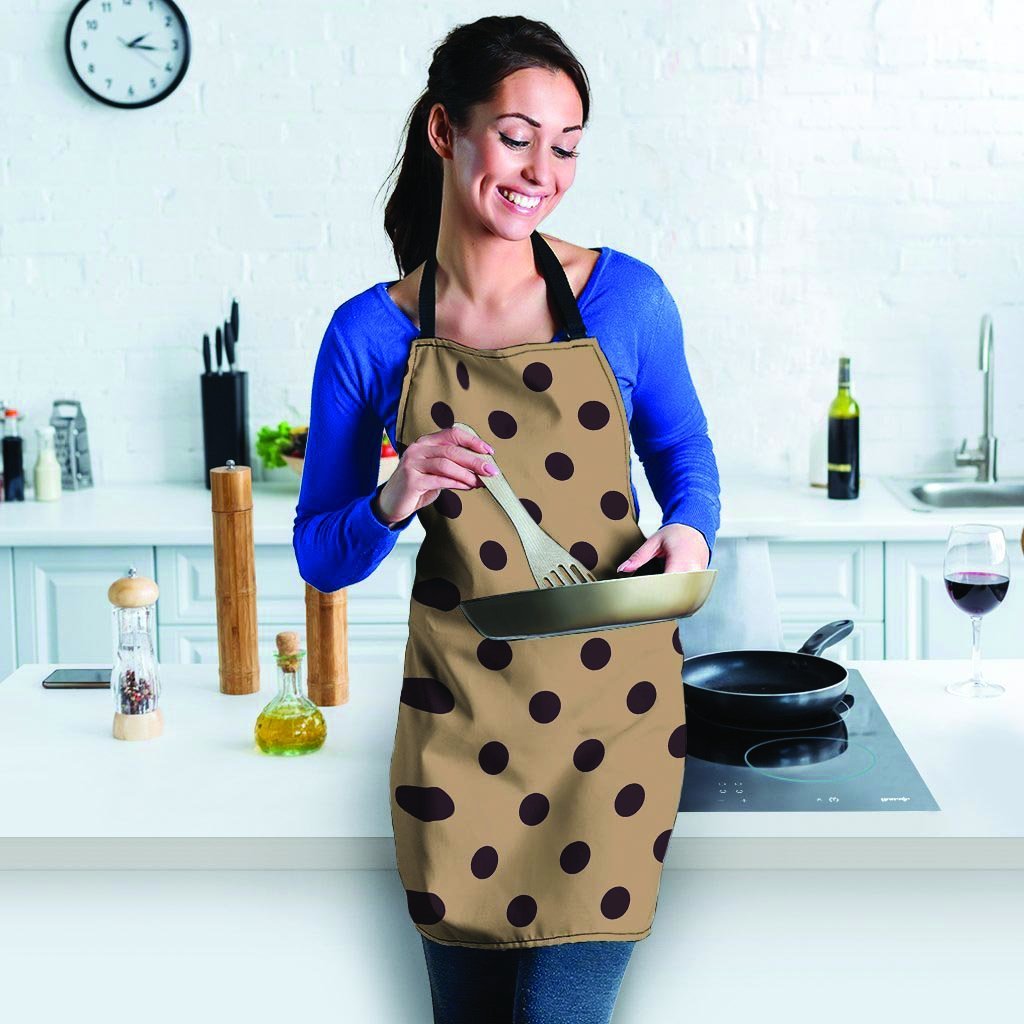 Tan And Black Tiny Polka Dot Women's Apron-grizzshop