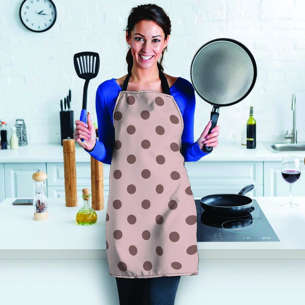 Tan And Brown Polka Dot Women's Apron-grizzshop