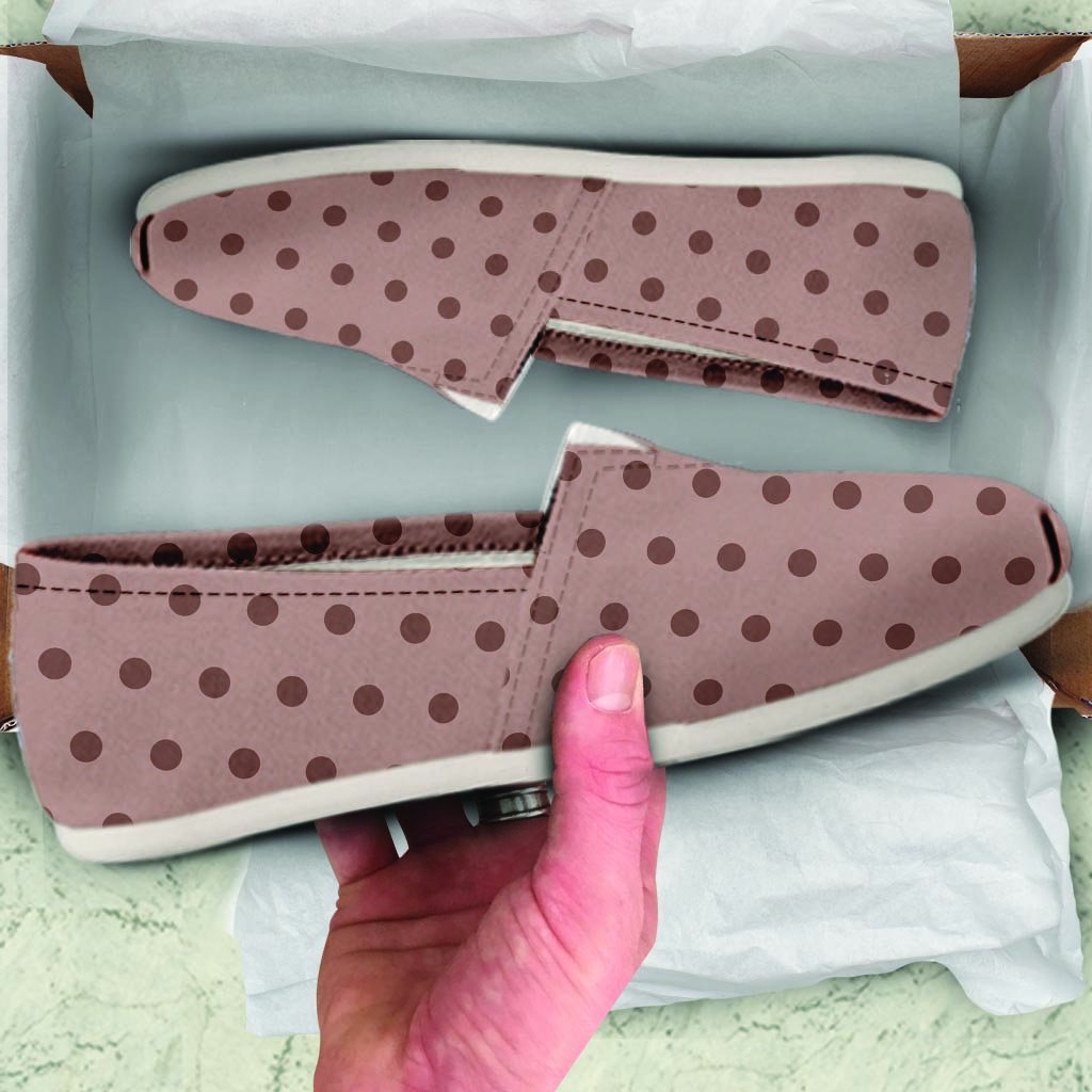 Tan Brown Polka Dot Canvas Shoes-grizzshop