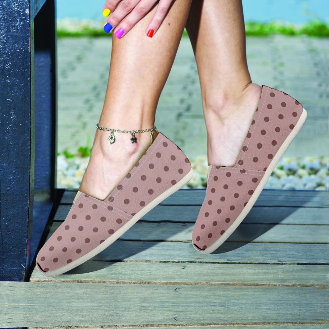 Tan Brown Polka Dot Canvas Shoes-grizzshop