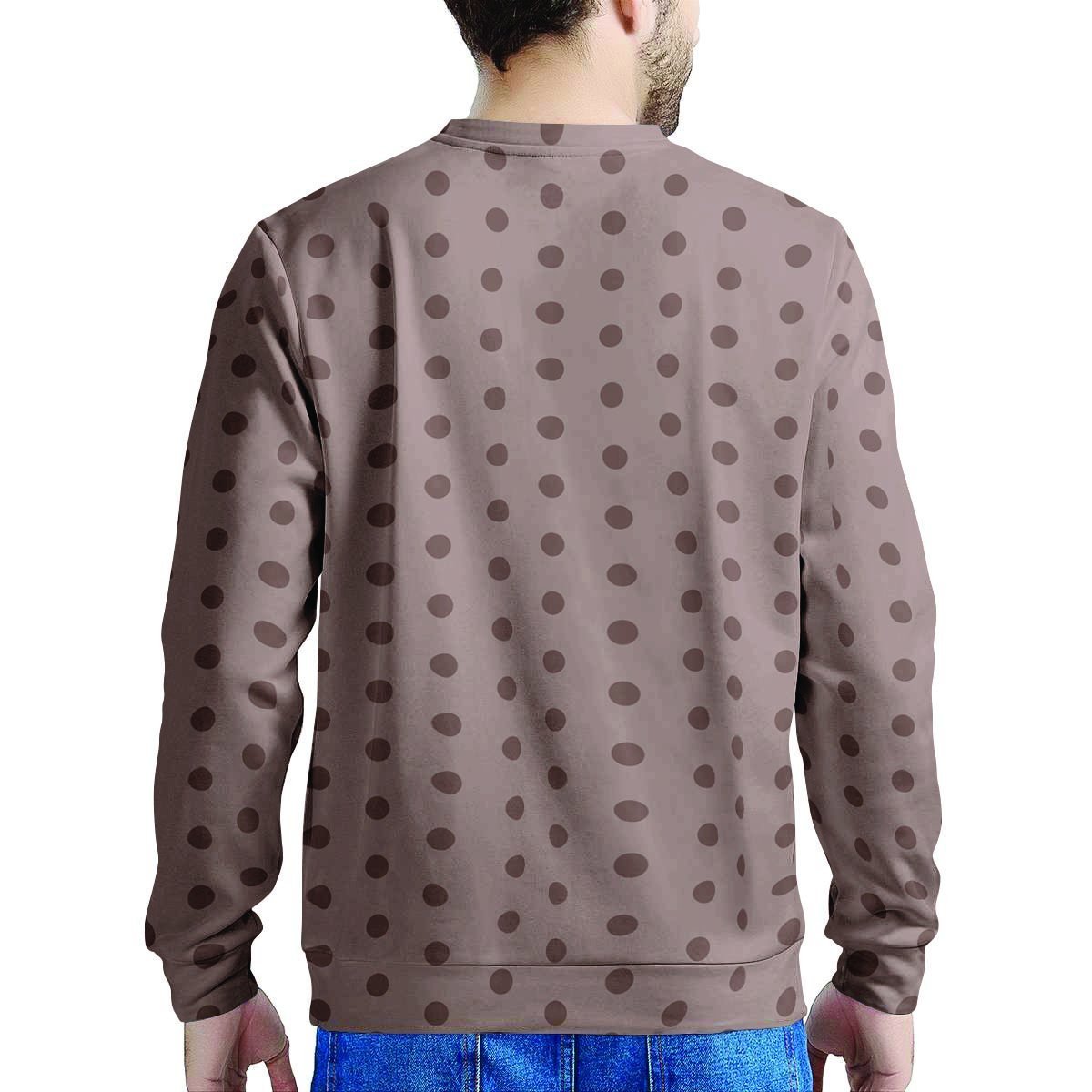 Tan Brown Polka Dot Men's Sweatshirt-grizzshop