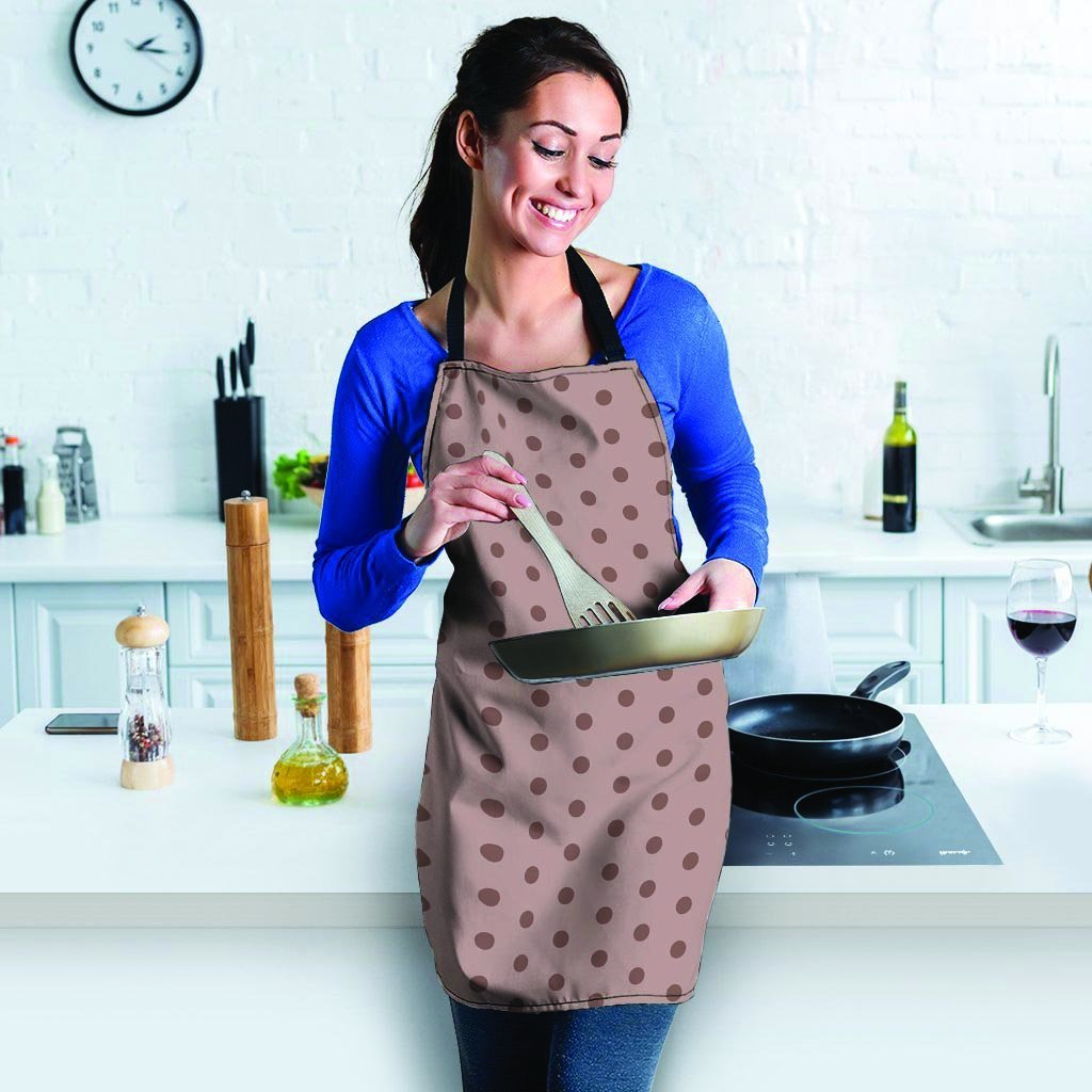 Tan Brown Polka Dot Women's Apron-grizzshop
