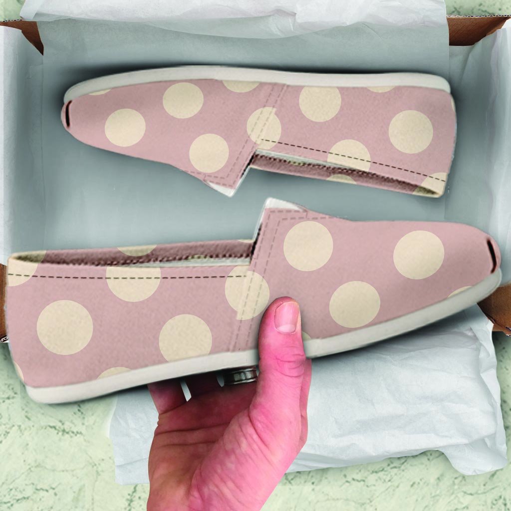Tan Polka Dot Canvas Shoes-grizzshop