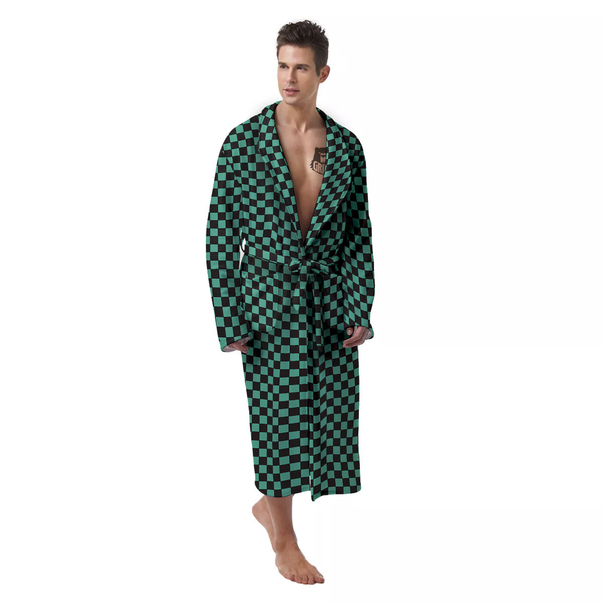Tanjiro Print Pattern Men's Robe-grizzshop