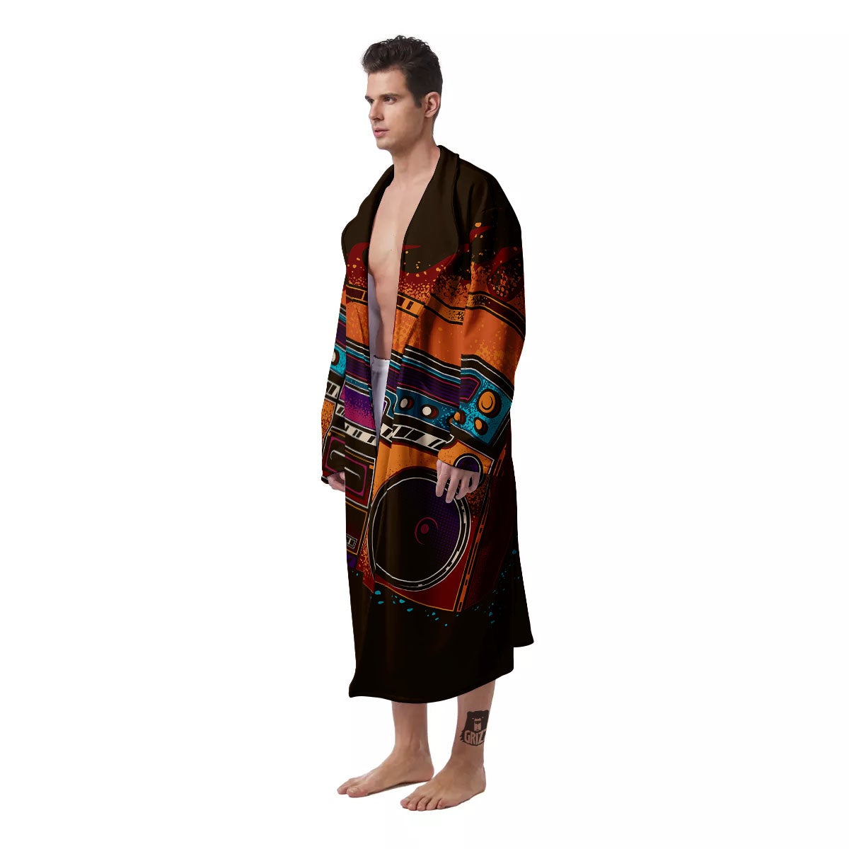 Tape Old Cassette Print Men's Robe-grizzshop